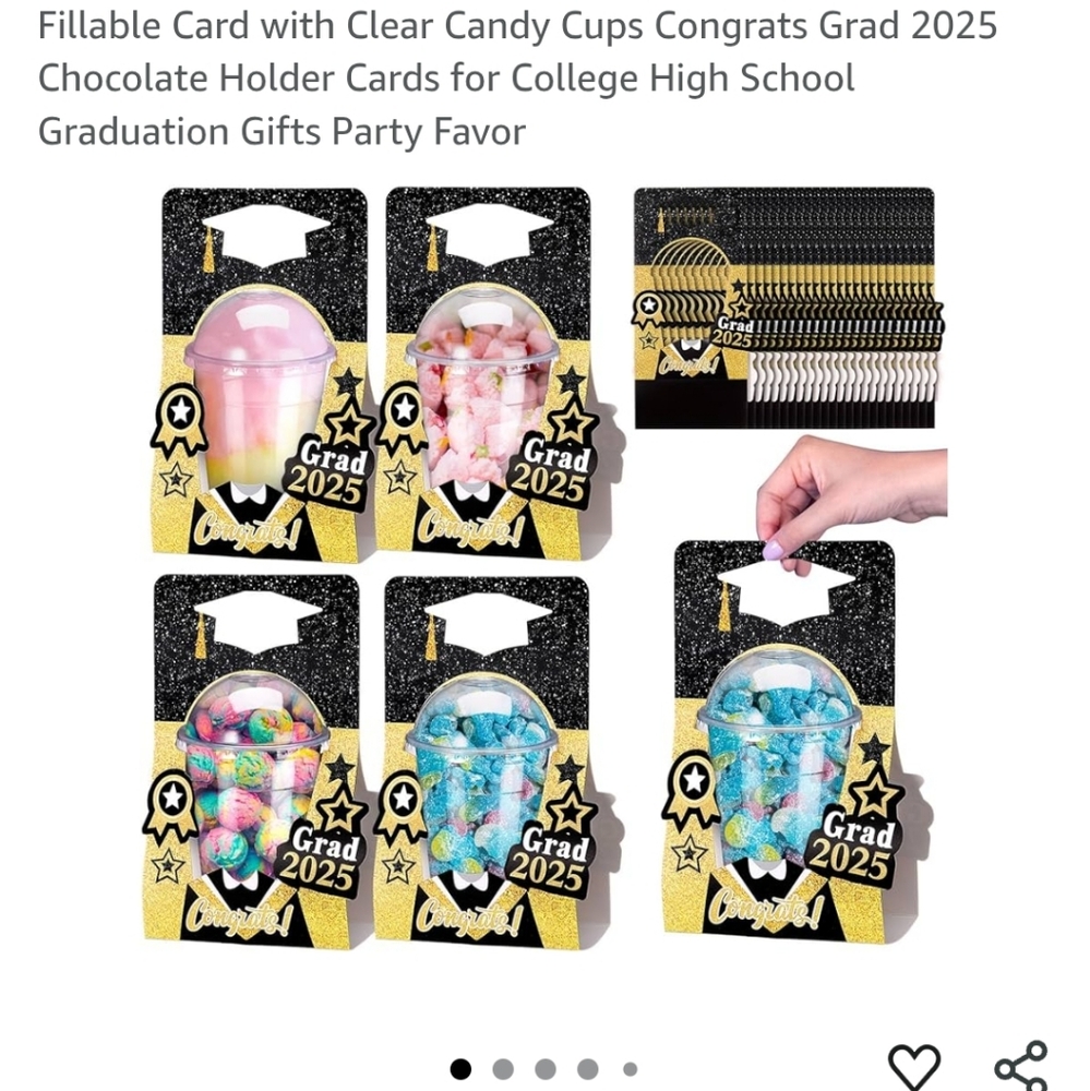 Graduation Candy Holder Cards With Cups And Lids In Blue And Black New